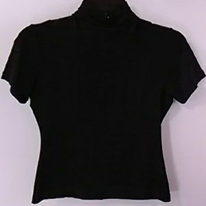 Ishyu Black Turtleneck Short Sleeve Top Size Small